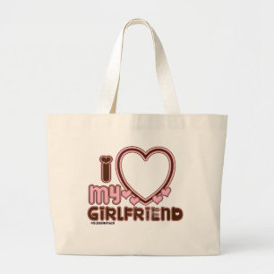 Ik hou van mijn vriendin aangepaste foto hart brui grote tote bag