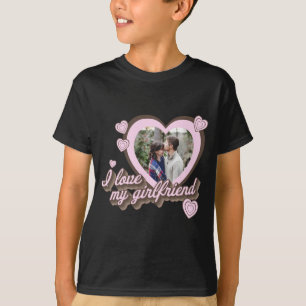 Ik hou van mijn vriendin aangepaste foto T-shirt