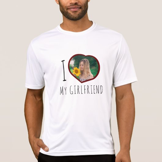 Ik hou van mijn vriendin aangepaste fotohart t-shirt (Voorkant)