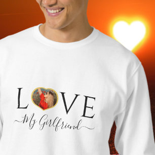 Ik hou van mijn vriendin aangepaste hartfoto Faux  T-shirt