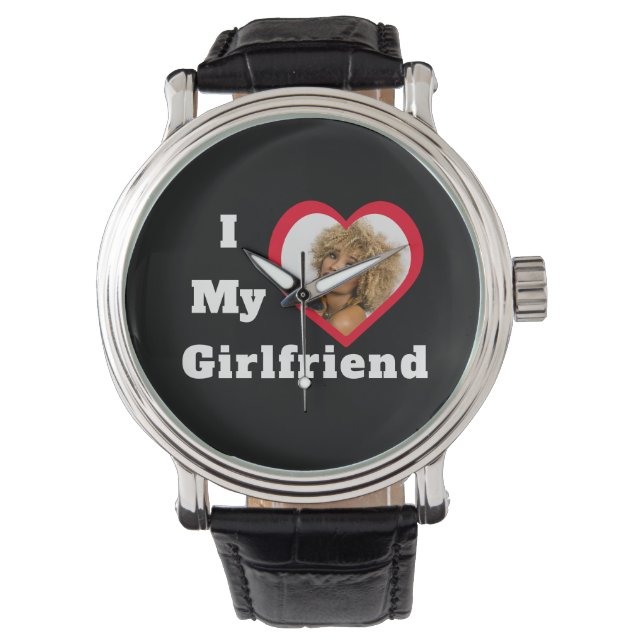 Ik hou van mijn Vriendin Bae Aangepaste Foto Horloge (Voorkant)