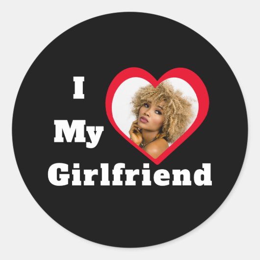Ik hou van mijn Vriendin Bae Aangepaste Foto Ronde Sticker (Voorkant)