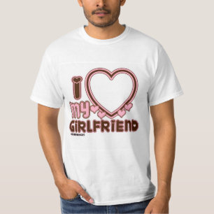 Ik hou van mijn vriendin Custom foto hart bruin ro T-shirt