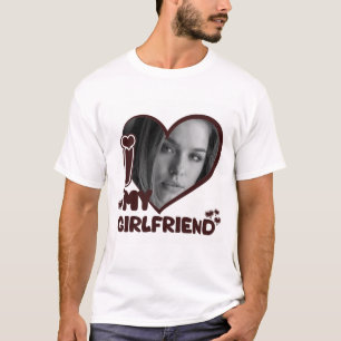 Ik hou van mijn Vriendin Cute Custom Photo Brown T-shirt