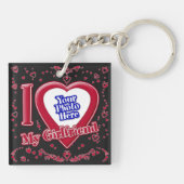 Ik hou van mijn Vriendin Foto Red Black Sleutelhanger (Achterkant)