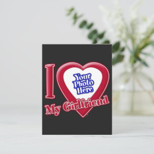Ik hou van mijn Vriendin Foto Red Heart Black Feestdagenkaart