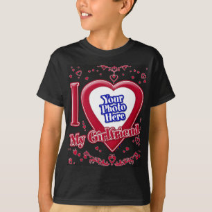 Ik hou van mijn Vriendin Foto Red Hearts Black T-shirt