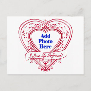Ik hou van mijn Vriendin! Foto Red Hearts Briefkaart