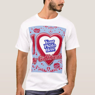 Ik hou van mijn Vriendin Foto Red Hearts Kiss Baby T-shirt