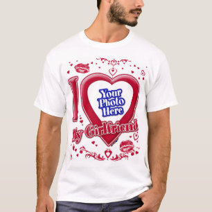 Ik hou van mijn Vriendin Foto Red Hearts Kiss T-shirt
