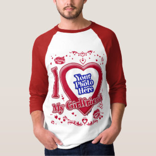 Ik hou van mijn Vriendin Foto Red Hearts Kiss T-shirt