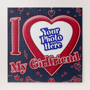 Ik hou van mijn Vriendin foto Red Hearts Navy Legpuzzel