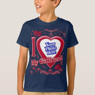 Ik hou van mijn Vriendin foto Red Hearts Navy T-shirt