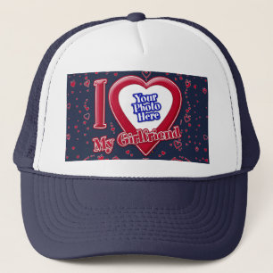 Ik hou van mijn Vriendin foto Red Hearts Navy Trucker Pet