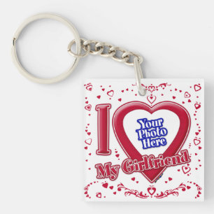 Ik hou van mijn Vriendin Foto Red Hearts Sleutelhanger