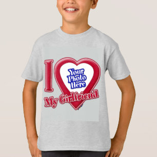 Ik hou van mijn vriendin Foto Rode Hart Grijs T-shirt