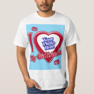Ik hou van mijn vriendin Foto Rode Hart Kus Turkoo T-shirt