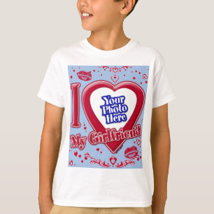 Ik hou van mijn Vriendin Foto Rood hart Baby Blauw T-shirt