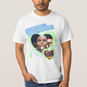 Ik hou van mijn Vriendin groen blauw fototekst y2k T-shirt