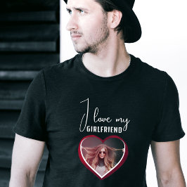 Ik hou van mijn Vriendin Heart Photo Mannen T-shirt