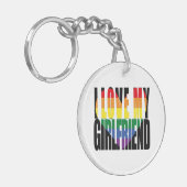 Ik hou van mijn Vriendin Heart Rainbow Aangepaste Sleutelhanger (Voorkant Links)