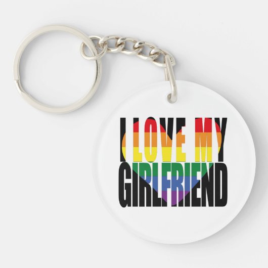 Ik hou van mijn Vriendin Heart Rainbow Aangepaste Sleutelhanger (Voorkant)