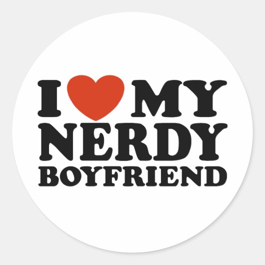 Ik hou van mijn vriendin Nerdy Boyvriend Ronde Sticker (Voorkant)