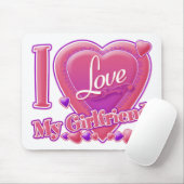 Ik hou van mijn Vriendin roze/paars - hart Muismat (Met muis)