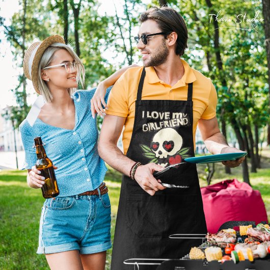 Ik hou van mijn Vriendin schedel hart paar Schort