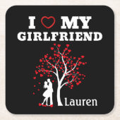 Ik hou van mijn vriendin vierkante kartonnen onderzetter (Voorkant)