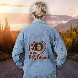 Ik hou van mijn vriendje foto retro denim jacket