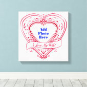 Ik hou van mijn vrouw! - Foto Red Hearts Canvas Afdruk (Insitu (Houten vloer))