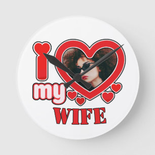 Ik hou van mijn vrouw gepersonaliseerd ronde klok