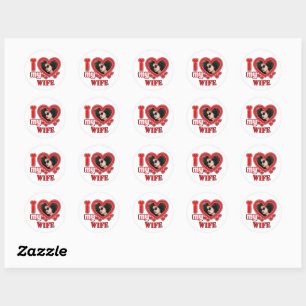 Ik hou van mijn vrouw gepersonaliseerd ronde sticker