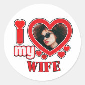 Ik hou van mijn vrouw gepersonaliseerd ronde sticker (Voorkant)