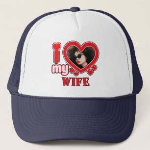 Ik hou van mijn vrouw gepersonaliseerde foto en te trucker pet
