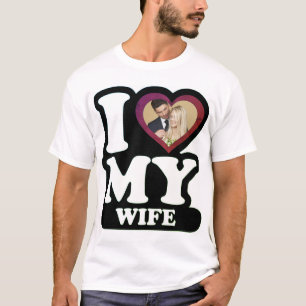 Ik hou van mijn vrouw Green Leaf - Aangepaste foto T-shirt