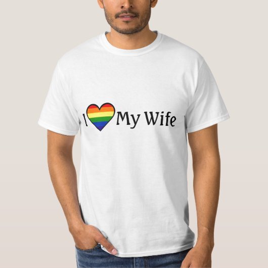 Ik hou van mijn vrouw Lesbian Rainbow Heart Shirt (Voorkant)