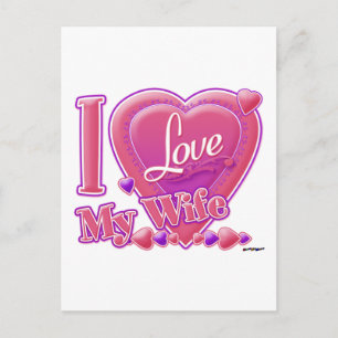 Ik hou van mijn vrouw roze/paars - hart briefkaart