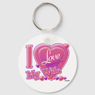 Ik hou van mijn vrouw roze/paars - hart sleutelhanger