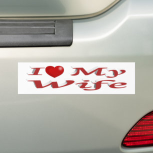 Ik hou van mijn vrouw schattige rode tekst bumpersticker