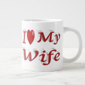 Ik hou van mijn vrouw schattige rode tekst extra grote beker (Rechts)