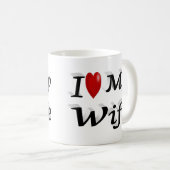 Ik hou van mijn vrouw schattige zwarte tekst koffiemok (Voorkant rechts)