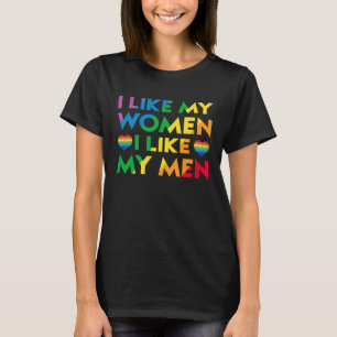 Ik hou van mijn vrouwen Mijn Mannen Gay Lesbian Bi T-shirt