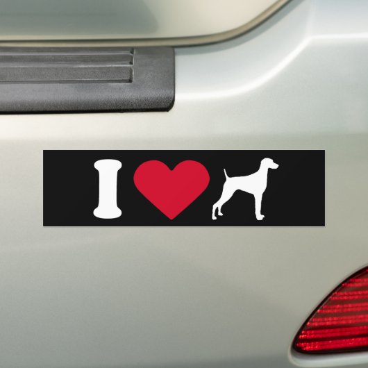 "Ik hou van mijn Weimaraner" Bumpersticker (Op auto)