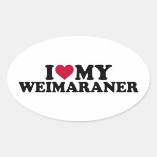 Ik hou van mijn Weimaraner Ovale Sticker