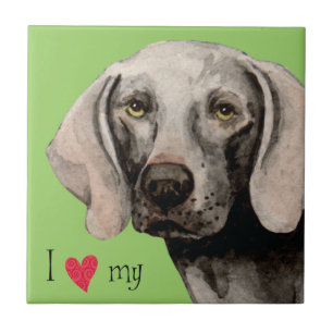 Ik hou van mijn Weimaraner Tegeltje