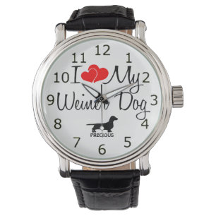 Ik hou van mijn Weiner Dog Horloge