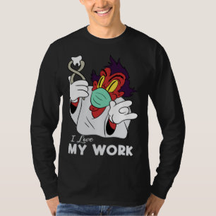 Ik hou van mijn werk Duivel Tandarts Tandheelkundi T-shirt