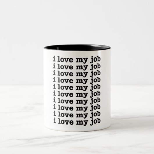 Ik hou van mijn werk tweekleurige koffiemok (Center)